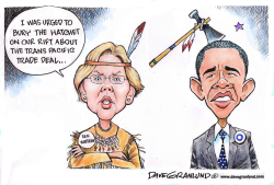 SEN WARREN VS OBAMA RIFT by Dave Granlund