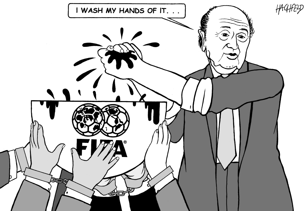  BLATTER WASHES HIS HANDS by Rainer Hachfeld