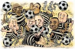 FIFA OFFICIALS IN PRISON GARB by Daryl Cagle