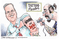 JEB BUSH 2016 TATTOO by Dave Granlund