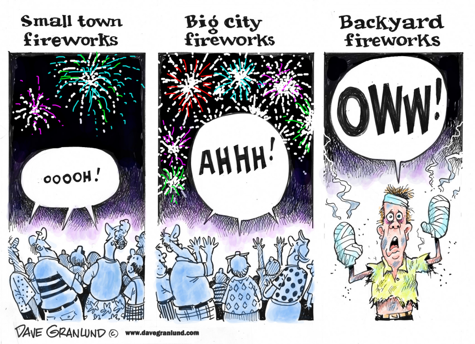  FIREWORKS REACTIONS by Dave Granlund