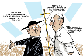 POPE AND BERNIE SANDERS by David Fitzsimmons