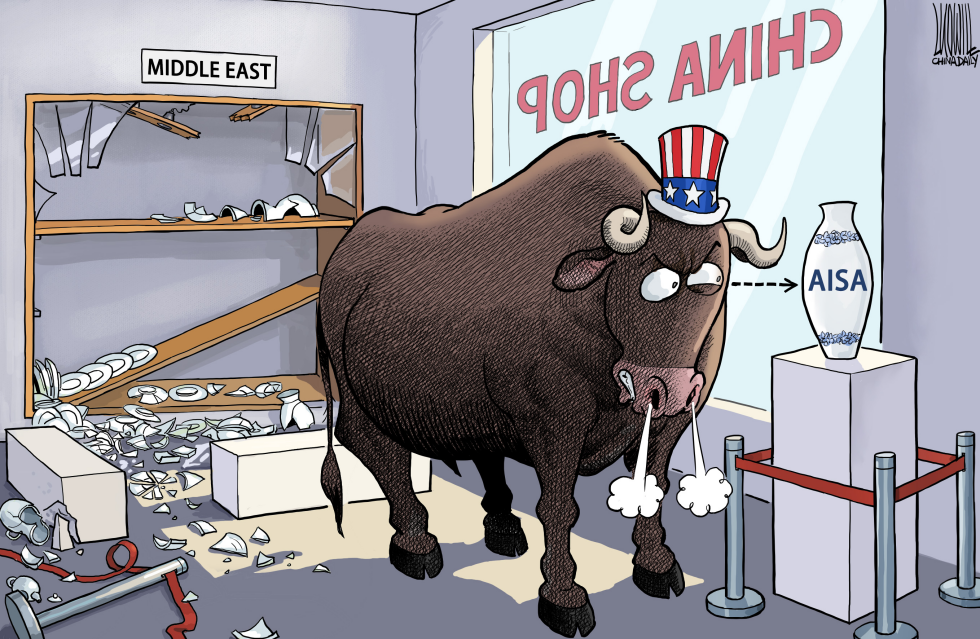  USA BULL IN THE CHINA SHOP by Luojie