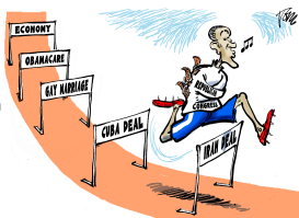 OBAMA HURDLES by Tom Janssen