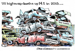 TRAFFIC DEATHS UP 2015 by Dave Granlund