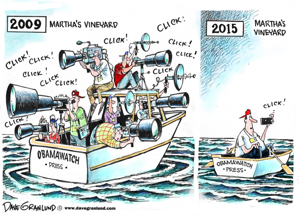  OBAMA VINEYARD VACATION 2015 by Dave Granlund