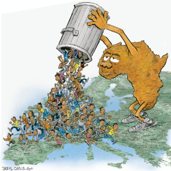 AFRICA ARROJA REFUGIADOS SOBRE EUROPA by Daryl Cagle