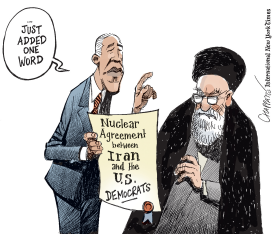 IRAN DEAL SURVIVES REPUBLICAN ATTACKS	 by Patrick Chappatte