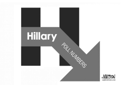 HILLARY CAMPAIGN LOGO REFLECTS DROPPING POLL NUMBERS by RJ Matson