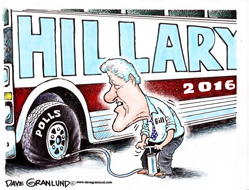  HILLARY POLLS AND BILL by Dave Granlund