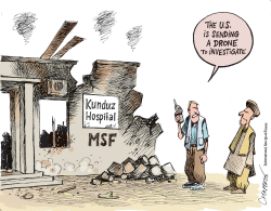 AIRSTRIKE ON AFGHAN HOSPITAL	  by Patrick Chappatte