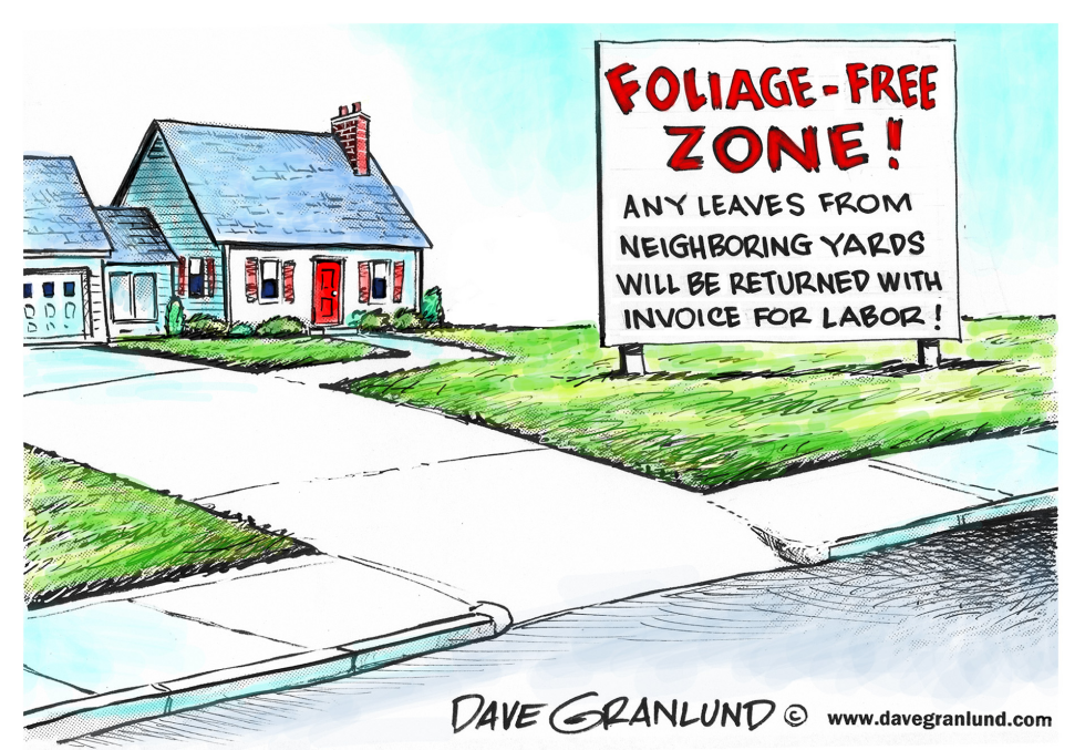  NEIGHBORS AND FALLING LEAVES by Dave Granlund