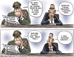 OBAMA HALTS WITHDRAWL by Kevin Siers