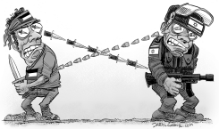 MIRADAS DE PUñALES ENTRE PALESTINA E ISRAEL by Daryl Cagle