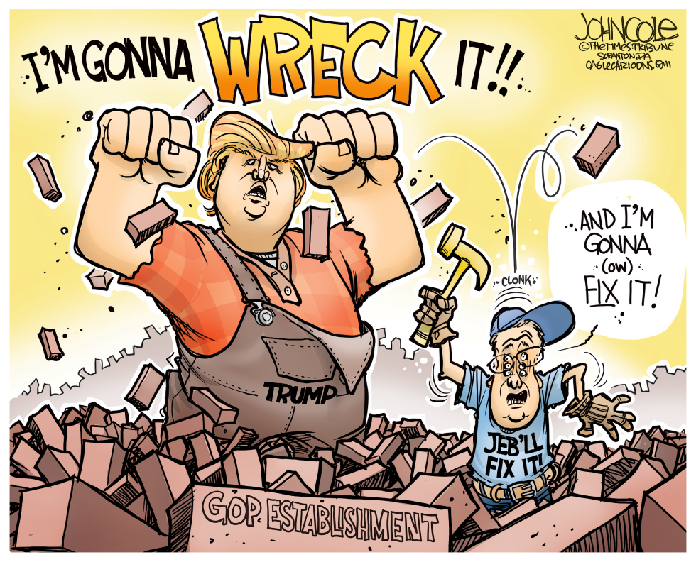  WRECK-IT DONALD AND FIX-IT JEB by John Cole