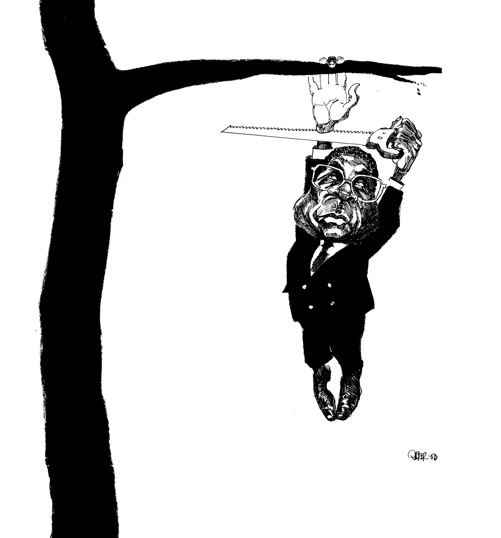  AFRICA MUGABE CUTTING THE ARM HE IS HANGING ON by Riber Hansson