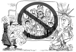 REPUBLICANOS RECHAZAN REFUGIADOS by Daryl Cagle