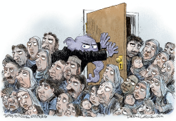 PUERTA DEL GOP PARA REFUGIADOS  by Daryl Cagle