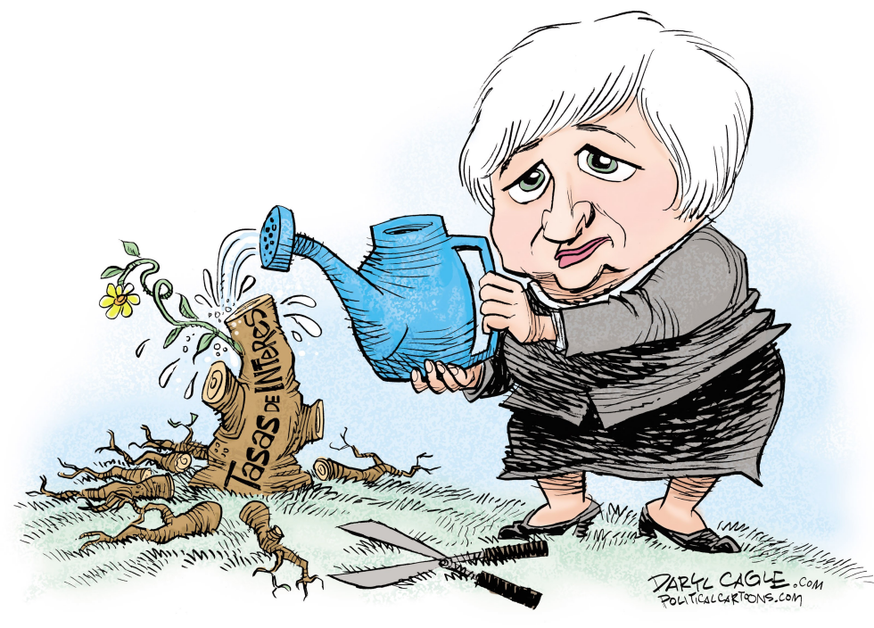  JANET YELLEN ELEVA LAS TASAS DE INTERES  by Daryl Cagle