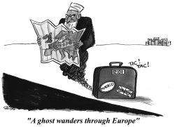 A GHOST OF TERRORISM WANDERS THROUGH EUROPE - B&W by Christo Komarnitski