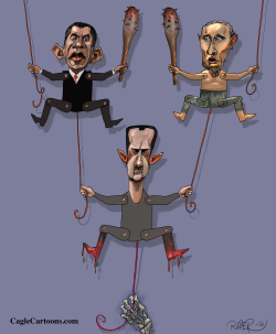 OBAMA, PUTIN AND ASSAD AS JUMPING JACKS by Riber Hansson