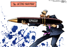 OBAMA SHOOTS by Nate Beeler