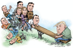 TRUMP AND THE GOP SEE-SAW by Daryl Cagle