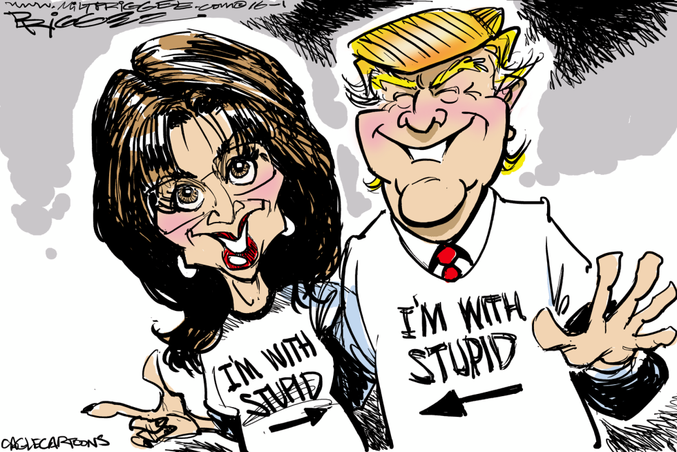  MISERY LOVES - TRUMP AND PALIN by Milt Priggee