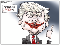 DONALD TRUMP LIPSTICK ON A PIG by Bill Day