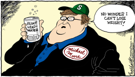 FLINT WATER AND MICHAEL MOORE by Bob Englehart