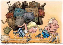 BERNIE SANDERS ADELANTE DE HILLARY  by Daryl Cagle