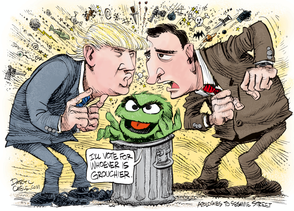  TRUMP CRUZ AND OSCAR THE GROUCH by Daryl Cagle