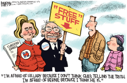 HILLARY AND BERNIE by Rick McKee