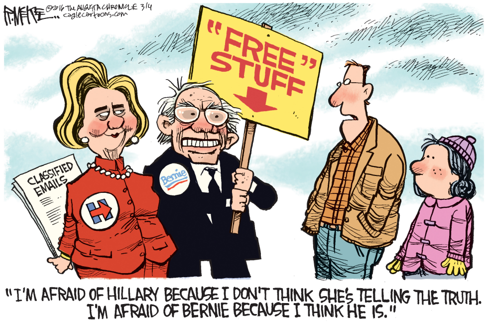  HILLARY AND BERNIE by Rick McKee