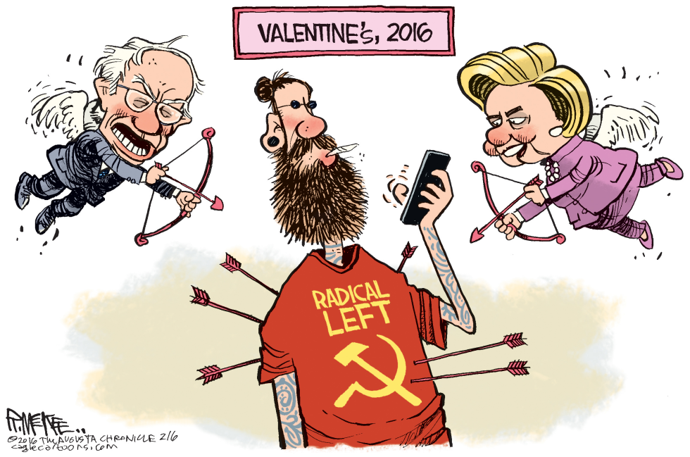  BERNIE HILLARY VALENTINES by Rick McKee