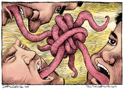 REPUBLICAN FRONTRUNNERS TONGUE-TIED by Daryl Cagle