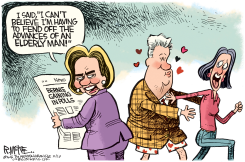 BERNIE ADVANCES ON HILLARY by Rick McKee