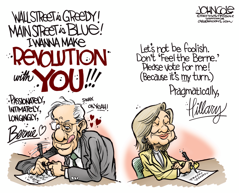  CLINTON AND SANDERS VALENTINES by John Cole