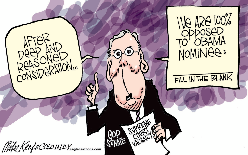  MCCONNELL VS OBAMA NOMINEE by Mike Keefe