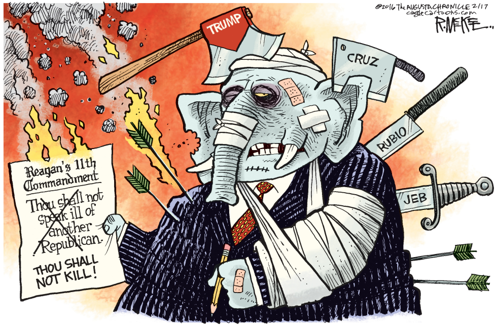  GOP 2016 FIGHT by Rick McKee