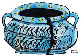 MERKEL&REFUGEES by Christo Komarnitski