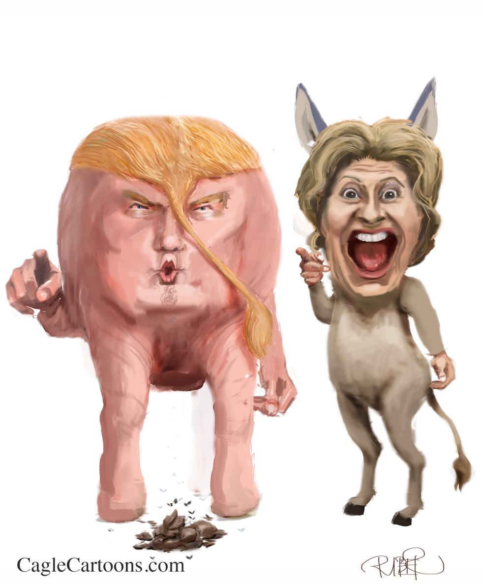  TRUM AND HILLARY AS ANIMALS by Riber Hansson