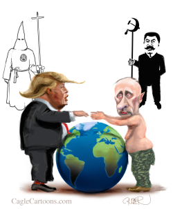 TRUMP, PUTIN AND THE GLOBE by Riber Hansson