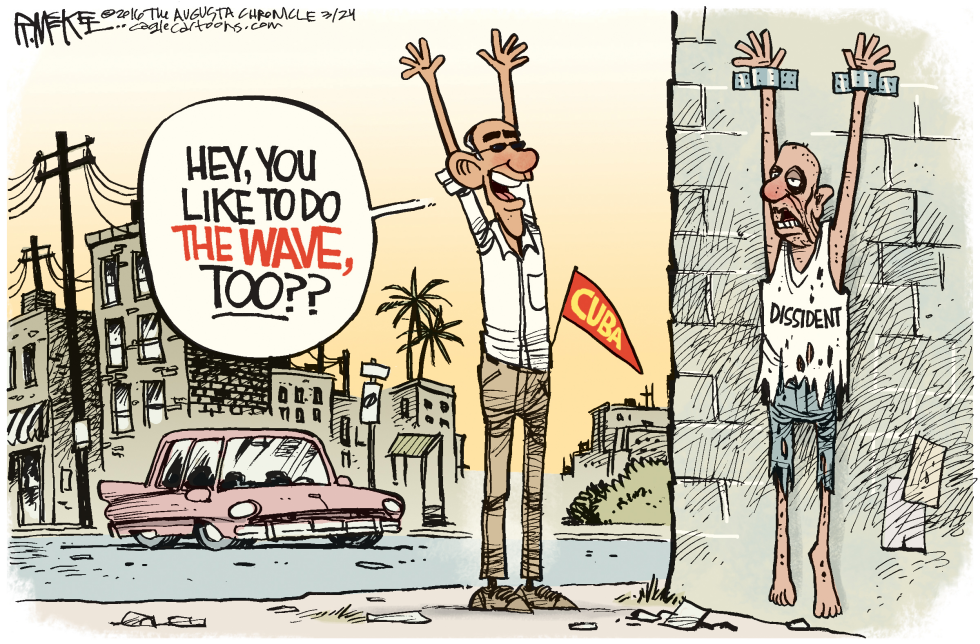  OBAMA CUBA WAVE by Rick McKee