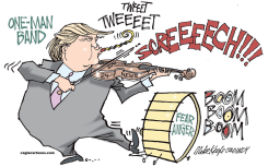 ONE MAN BAND TRUMP by Mike Keefe