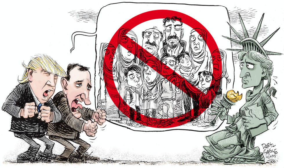  TRUMP AND CRUZ TALK ABOUT MUSLIMS by Daryl Cagle