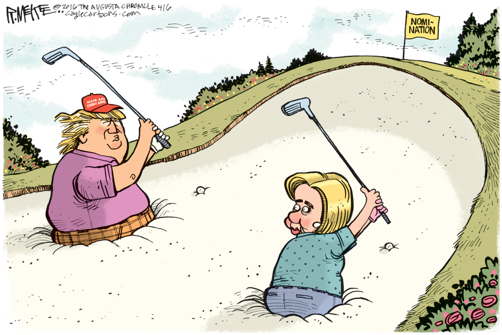  TRUMP CLINTON NOMINATION HAZARD by Rick McKee