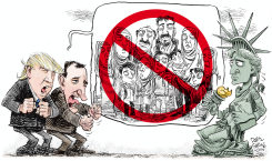 TRUMP Y CRUZ HABLAN SOBRE MUSULMANES  by Daryl Cagle