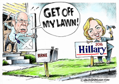 BERNIE AND HILLARY TURF WAR by Dave Granlund