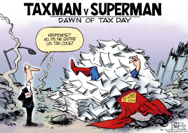 TAXMAN V SUPERMAN by Nate Beeler